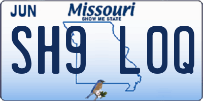 MO license plate SH9L0Q