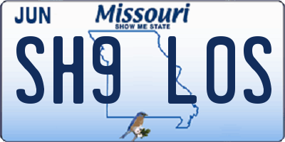MO license plate SH9L0S