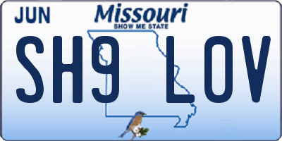 MO license plate SH9L0V