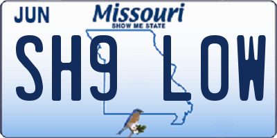 MO license plate SH9L0W