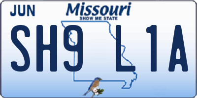 MO license plate SH9L1A