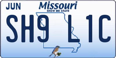 MO license plate SH9L1C