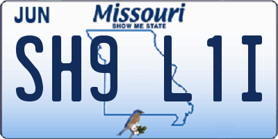 MO license plate SH9L1I