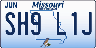 MO license plate SH9L1J