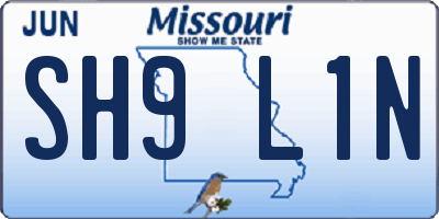 MO license plate SH9L1N