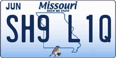 MO license plate SH9L1Q