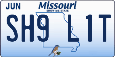 MO license plate SH9L1T