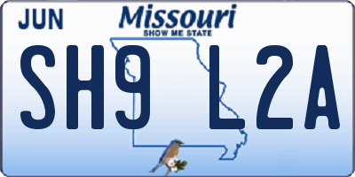 MO license plate SH9L2A