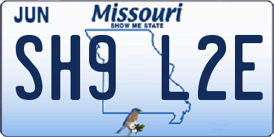 MO license plate SH9L2E