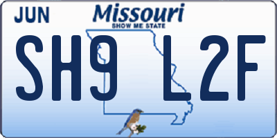 MO license plate SH9L2F