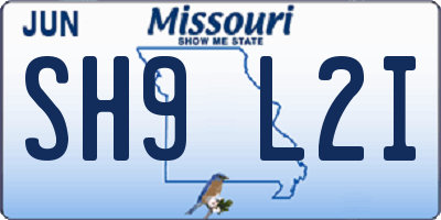 MO license plate SH9L2I