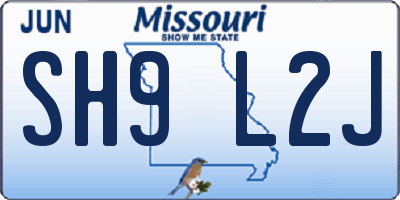 MO license plate SH9L2J