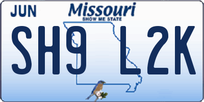 MO license plate SH9L2K