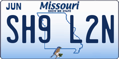 MO license plate SH9L2N