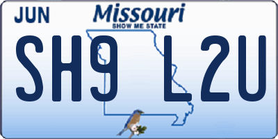 MO license plate SH9L2U