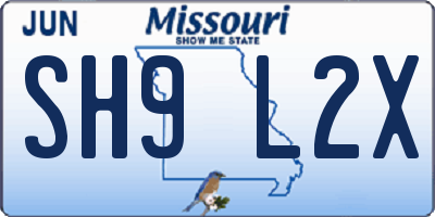 MO license plate SH9L2X