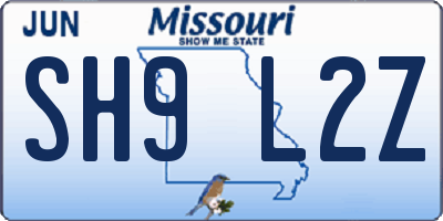 MO license plate SH9L2Z