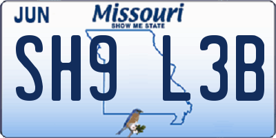 MO license plate SH9L3B