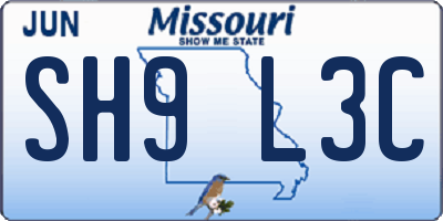 MO license plate SH9L3C