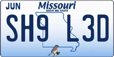 MO license plate SH9L3D