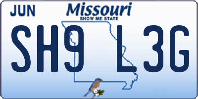 MO license plate SH9L3G