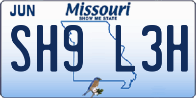 MO license plate SH9L3H