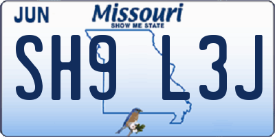 MO license plate SH9L3J