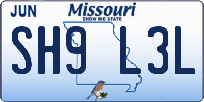 MO license plate SH9L3L