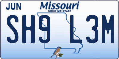 MO license plate SH9L3M