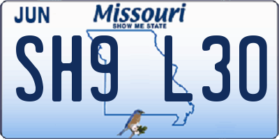MO license plate SH9L3O
