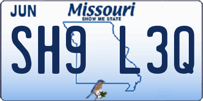 MO license plate SH9L3Q