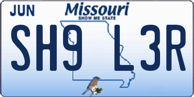 MO license plate SH9L3R