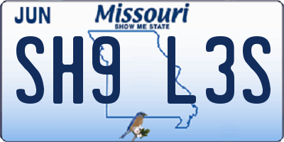 MO license plate SH9L3S