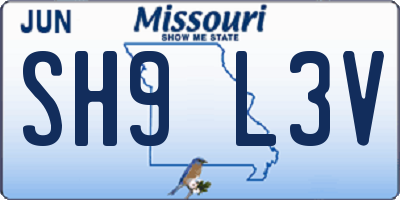 MO license plate SH9L3V