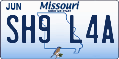 MO license plate SH9L4A