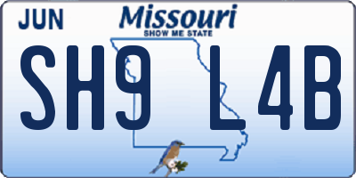 MO license plate SH9L4B