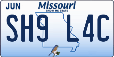 MO license plate SH9L4C
