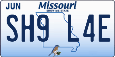 MO license plate SH9L4E
