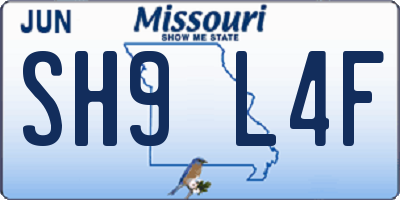 MO license plate SH9L4F