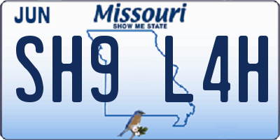 MO license plate SH9L4H