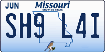 MO license plate SH9L4I