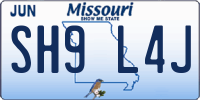 MO license plate SH9L4J