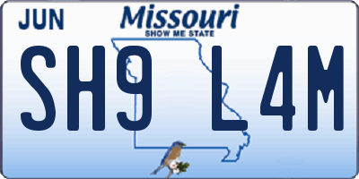 MO license plate SH9L4M