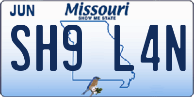 MO license plate SH9L4N