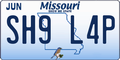MO license plate SH9L4P