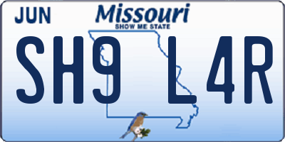 MO license plate SH9L4R
