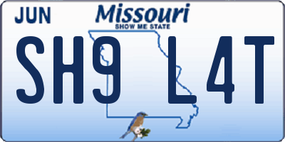 MO license plate SH9L4T