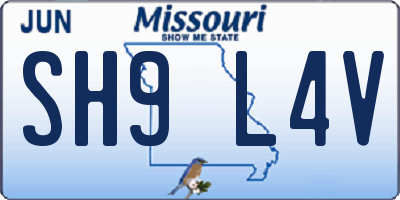 MO license plate SH9L4V