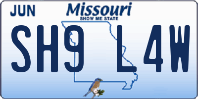 MO license plate SH9L4W