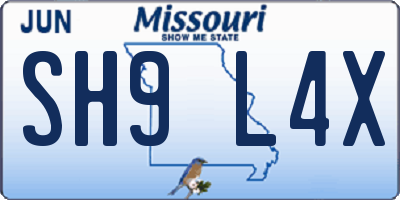 MO license plate SH9L4X